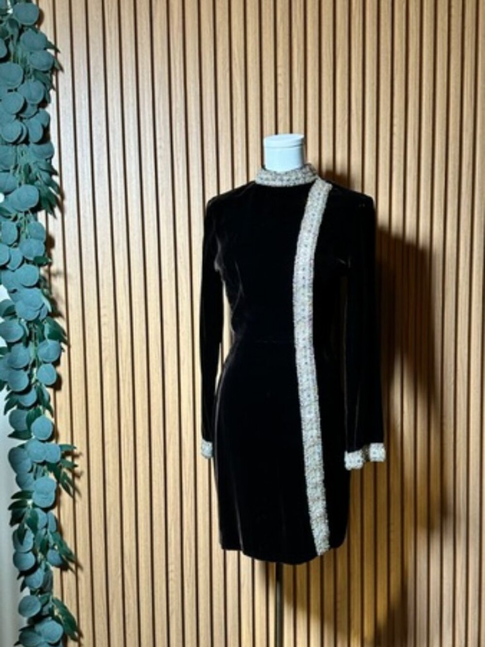 Vintage 60s Romantica Victor Costa Sakowitz Velvet Mini Dress BROWN